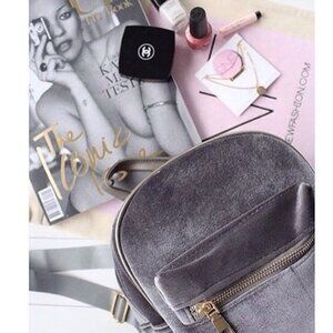 New! Gray Velvet Mini Backpack